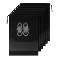 Unknowns Voyager Shoe Bag Set (6 Pack) | Drawstring Storage Pouch for Travel, Luggage, and Home Organization (Black)