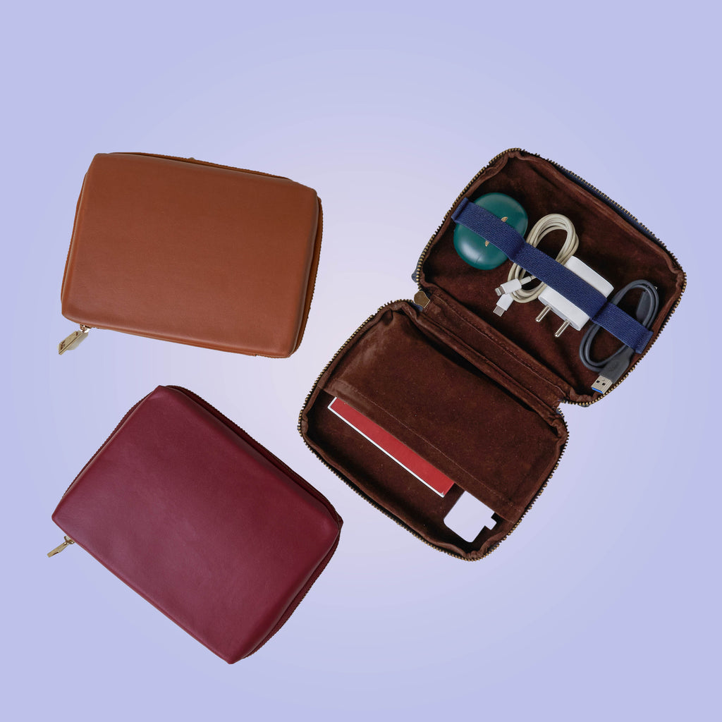 Unknowns Standard Tech Organizer | Compact Vegan Leather Pouch for Cables, USBs, and Essential Travel Gadgets (Standard) (Black)