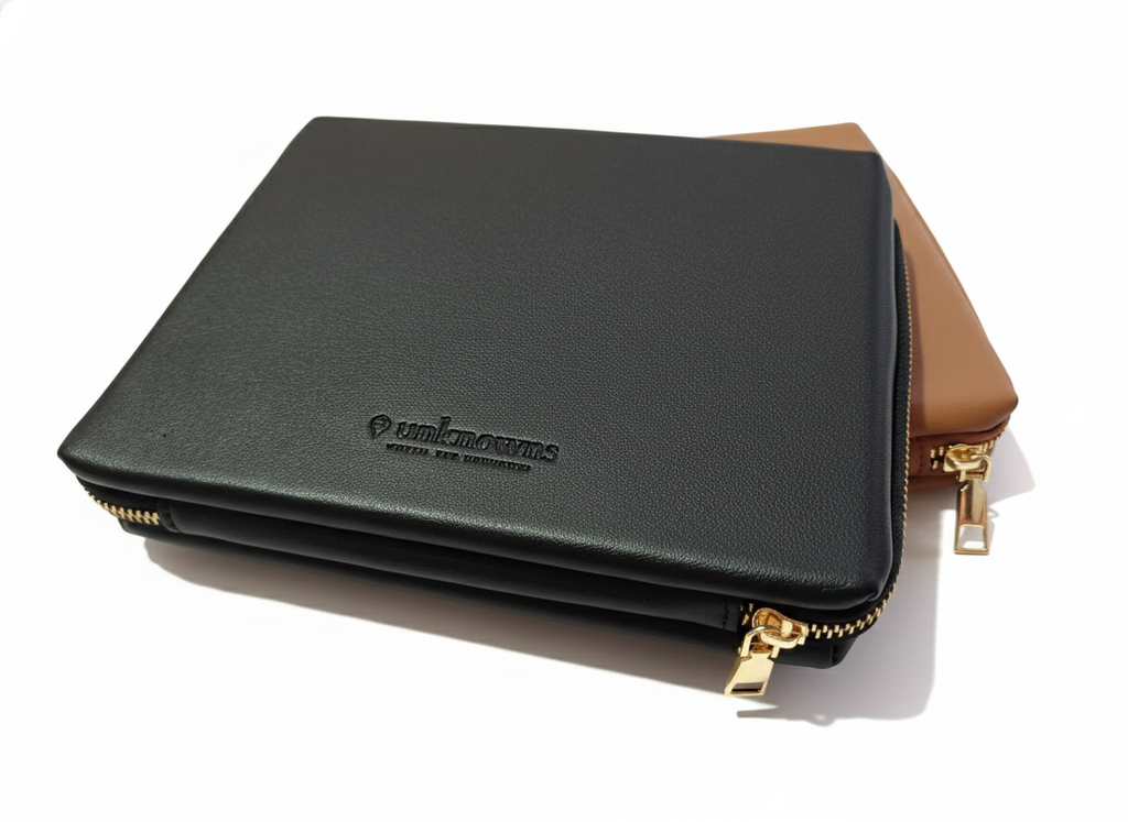 Unknowns Navigator Tech Organizer | Premium Vegan Leather Gadget Pouch for Cables, Charger, Power Bank, and Travel Accessories (Supreme) (Black)