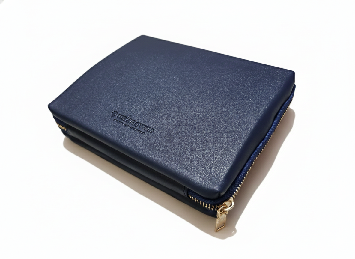 Unknowns Navigator Tech Organizer | Premium Vegan Leather Gadget Pouch for Cables, Charger, Power Bank, and Travel Accessories (Supreme) (Navy Blue)