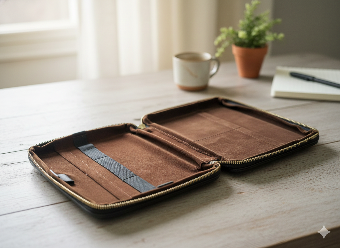 Unknowns Navigator Tech Organizer | Premium Vegan Leather Gadget Pouch for Cables, Charger, Power Bank, and Travel Accessories (Supreme) (Black)