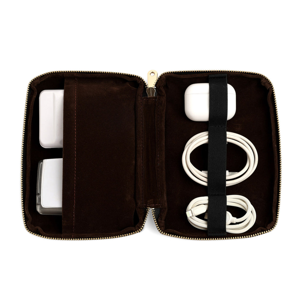 Unknowns Standard Tech Organizer | Compact Vegan Leather Pouch for Cables, USBs, and Essential Travel Gadgets (Standard) (Black)