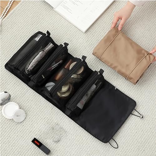 Unknowns Roll-Up 4-in-1 Hanging Toiletry Bag | Large Capacity Cosmetic Organizer for Men & Women Travel  (Black)