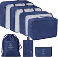 Unknowns Voyager 7-Piece Packing Cubes Set | Luggage Organizer for Clothes, Laundry, Shoes, and Travel Accessories (Navy Blue)