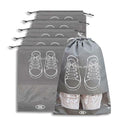 Unknowns Voyager Shoe Bag Set (6 Pack) | Drawstring Storage Pouch for Travel, Luggage, and Home Organization (Grey)